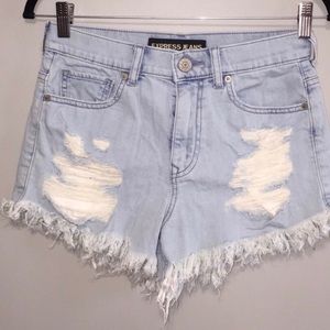 Express high waist distressed shorts
